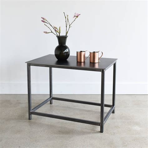 metal box frame side table|metal end table with drawer.